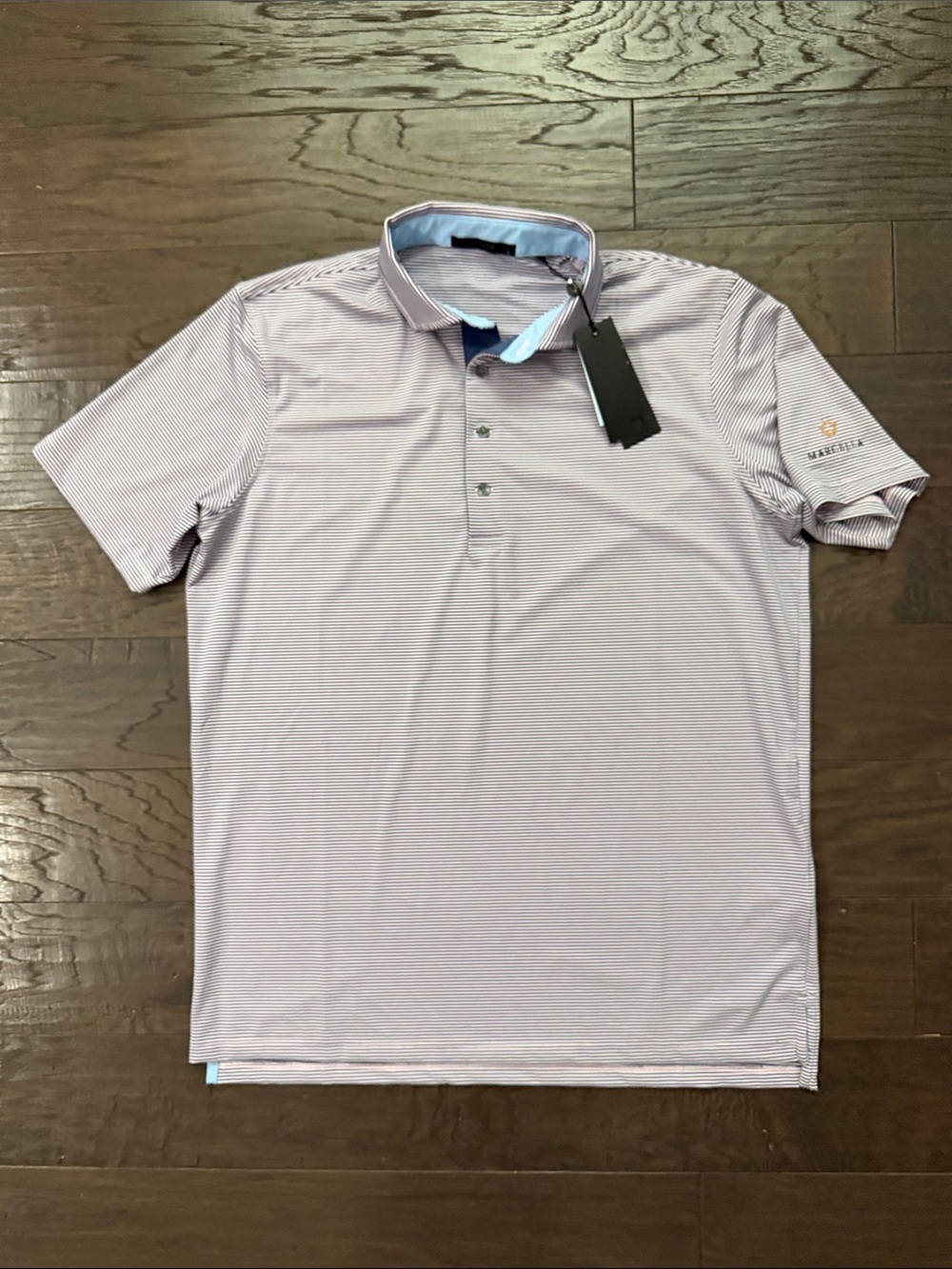 Greyson Men's Lavender Navy Micro-Striped Performance Polo NWT